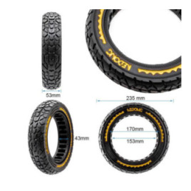 Олекотена солидна офроуд гума за тротинетка 10x2.125-6.5 / B34 | Жълта лента