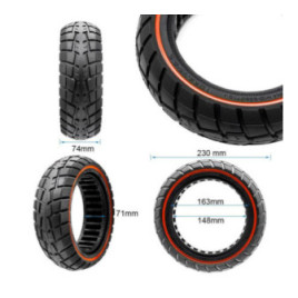 Олекотена солидна офроуд гума за тротинетка 10x2.75-6.5 / B55 | Червена лента