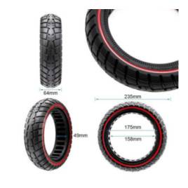 Олекотена солидна офроуд гума за тротинетка 60/70-7 / B50 | Червена лента
