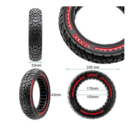 Олекотена солидна офроуд гума за тротинетка 10x2.125-6.5 / B34 | Червена лента