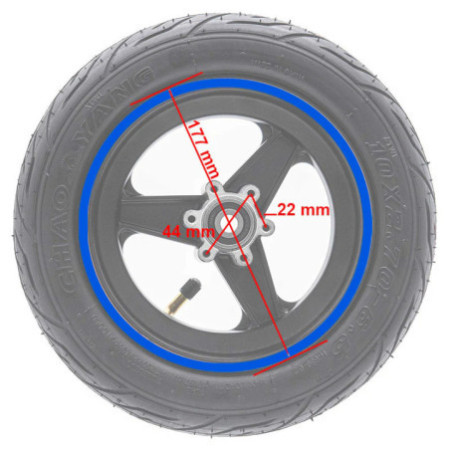 Комплект външна гума с джанта за тротинетка 6.5 инча | Синя лента