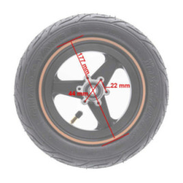 Комплект външна гума с джанта за тротинетка 6.5 инча | Кафява лента