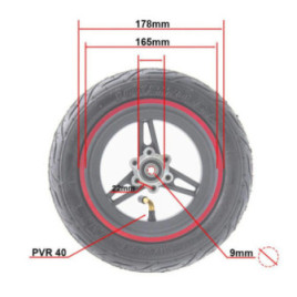 Комплект външна гума с джанта за тротинетка 6.5 инча / B50 | Червена лента