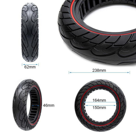 Олекотена солидна гума за тротинетка 10x2.5-6.1 / B44 | Червена лента