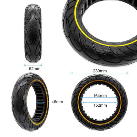 Олекотена солидна гума за тротинетка 10x2.5 | Жъта лента