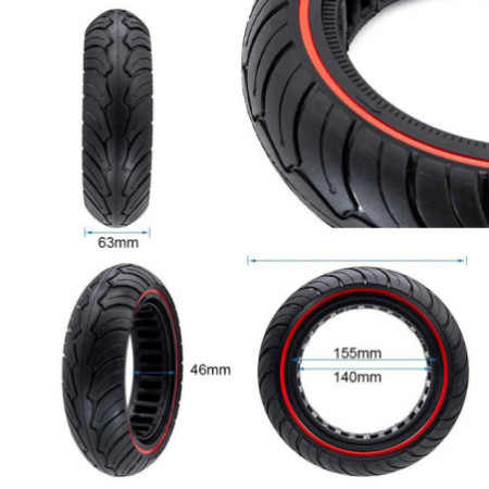 Олекотена солидна гума за тротинетка 9.5x2.5 | Червена лента