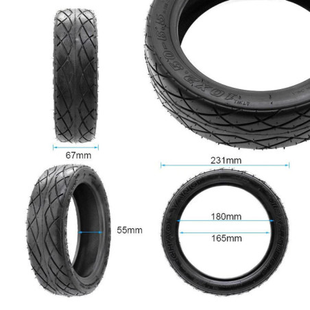 Безкамерна външна гума за тротинетка 10x2.5-6.5 | Гел