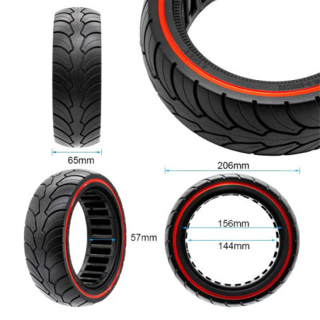Олекотена солидна гума за тротинетка 8.5x2.5-6.1 / B58 | Червена лента