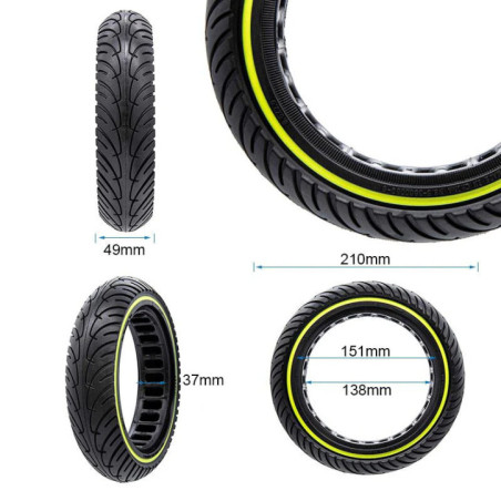 Олекотена солидна гума за тротинетка 8.5x2-6.1 / B34 | Жълта лента