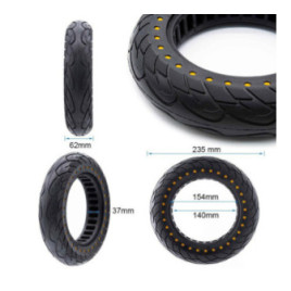 Олекотена солидна гума за тротинетка 10x2.125-6.1 / B34 | Жълти точки
