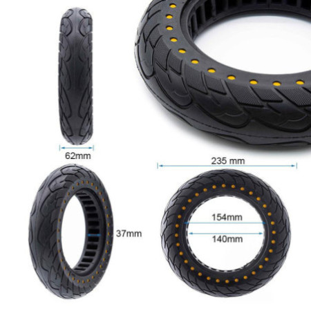Олекотена солидна гума за тротинетка 10x2.125-6.1 / B34 | Жълти точки