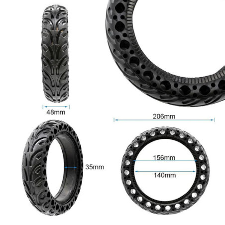 Солидна ненадуваема гума 8.5 инча V3 | Черна