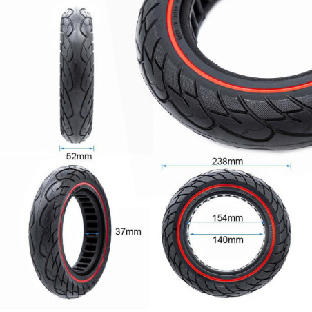 Олекотена солидна гума за тротинетка10x2.125-6.1 / B34 | Червена лента