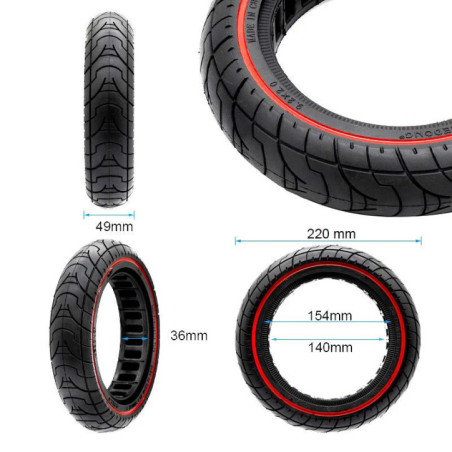 Олекотена солидна гума за тротинетка 9.2x2-6.1 / B34 | Червена лента