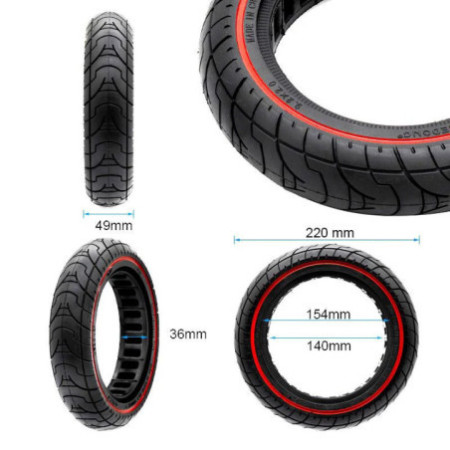 Олекотена солидна гума за тротинетка 9.2x2-6.1 / B34 | Червена лента
