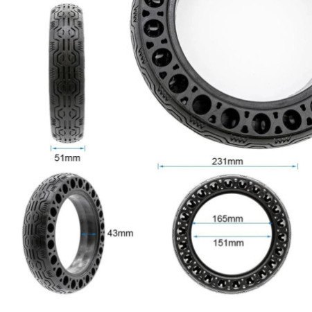 Солидна ненадуваема гума за тротинетка 60/70-6.5/B44 (10x2.5-6.5) за Ninebot G30