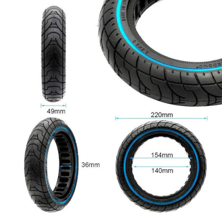 Олекотена солидна гума за тротинетка 9.2x2-6.1 / B34 | Синя лента
