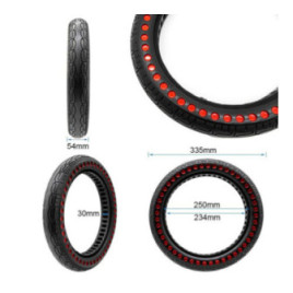 Олекотена солидна гума за тротинетка 14x2.125-9.6 / B28 | Червени точки