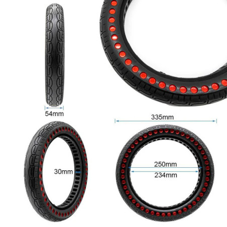 Олекотена солидна гума за тротинетка 14x2.125-9.6 / B28 | Червени точки