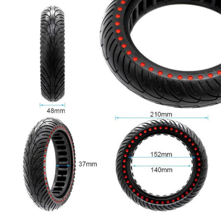 Олекотена солидна гума за тротинетка 8.5x2-6.1 / B34 | Червени точки