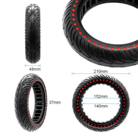 Олекотена солидна гума за тротинетка 8.5x2-6.1 / B34 | Червени точки