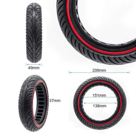 Олекотена солидна гума за тротинетка 8.5x2-6.1 / B34 | Червена лента